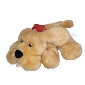 Vintage 2002 Kids of America Tan Dog Tongue Out Plush Stuffed Animal Toy 11"